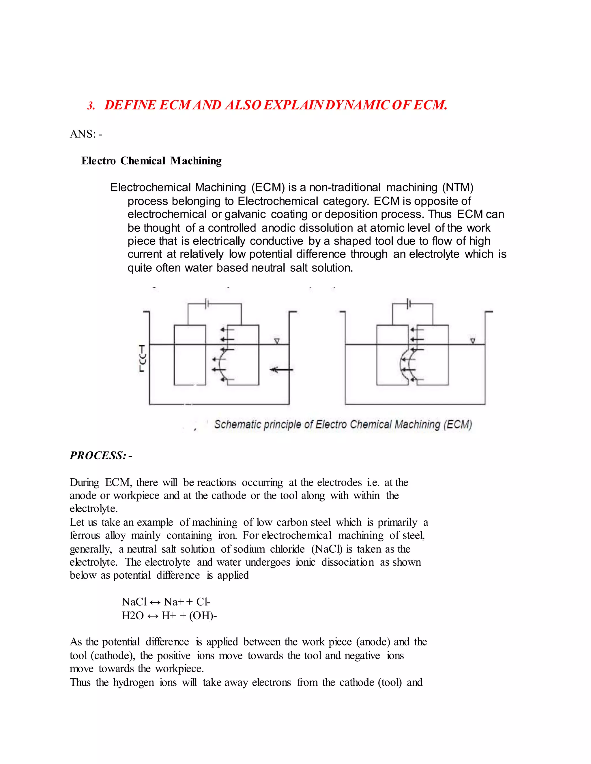 Non-traditional machining, QUS. & ANS. | DOCX