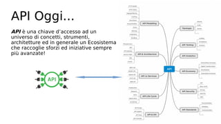 API Oggi...
API è una chiave d’accesso ad un
universo di concetti, strumenti,
architetture ed in generale un Ecosistema
che raccoglie sforzi ed iniziative sempre
più avanzate!
 