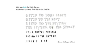 let’s use tech for that.. for us..
so we can focus on listening to our hearts..
 