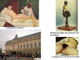 Danseuse âgée de quatorze ans de Degas L'origine du monde de Courbet L'Olympia de Manet 