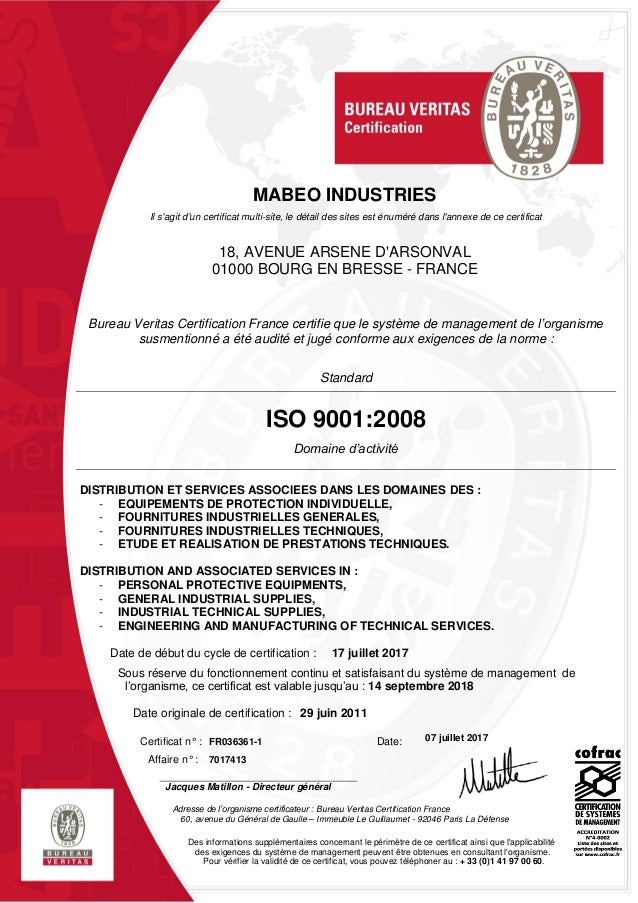 Certification Iso 9001