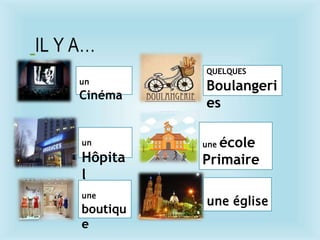 IL Y A…
un
Cinéma
QUELQUES
Boulangeri
es
un
Hôpita
l
une école
Primaire
une
boutiqu
e
une église
 