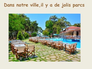 Dans notre ville,il y a de jolis parcs
 
