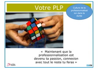 Votre PLP Culture de la
professionnalisat
ion dans la
durée
« Maintenant que la
professionnalisation est
devenu ta passion, connexion
avec tout le reste tu feras »
 