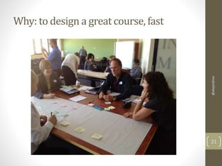 Why: to design a great course, fast 
@alejandroa 
21 
 