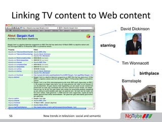 Linking TV content to Web content
                                                               David Dickinson



      ...