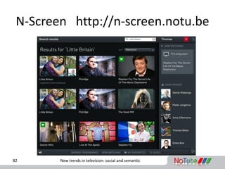 N-Screen http://n-screen.notu.be




82      New trends in television: social and semantic
 
