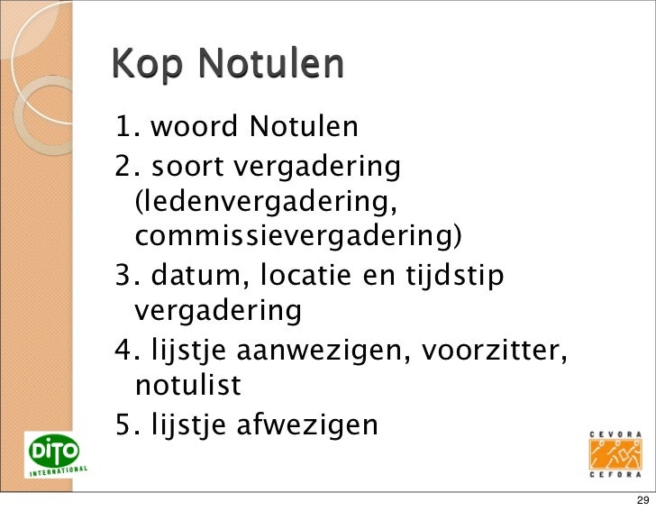 Notulen en verslag vergadering