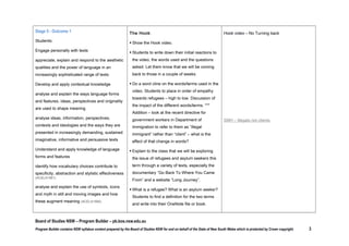 worlds

›

EN5-8D questions, challenges and evaluates

cultural assumptions in texts and their effects
on meaning

Board of Studies NSW – Program Builder – pb.bos.nsw.edu.au
Program Builder contains NSW syllabus content prepared by the Board of Studies NSW for and on behalf of the State of New South Wales which is protected by Crown copyright.

3

 