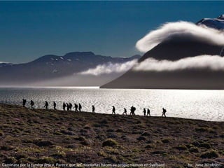 Caminata por la tundra ártica. Parece que las montañas hacen su propio tiempo en Svalbard   by: June Jacobsen
 