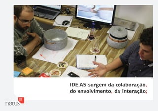 IDEIAS surgem da colaboração,
do envolvimento, da interação;
 