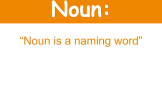 Noun:
“Noun is a naming word”
 