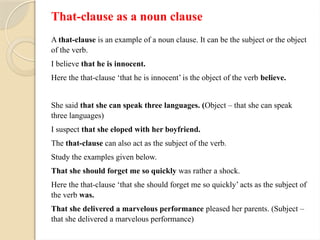 Grammar: Power Point Slides of Noun Clause | PPTX