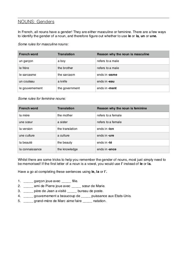 french-worksheet-gendered-nouns