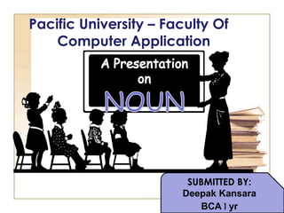 Pacific University – Faculty Of
Computer Application
SUBMITTED BY:
Deepak Kansara
BCA I yr
 