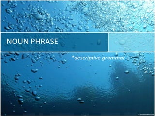 NOUN PHRASE *descriptive grammar 