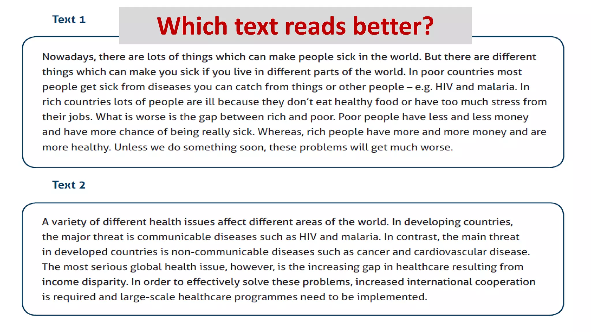 Which text reads better?
 