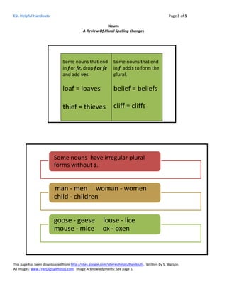 ESL Helpful Handouts-Nouns | PDF