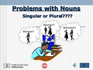 Problems with Nouns References © 2001 by Ruth Luman Singular or Plural???? Woman? Womans? Women? 