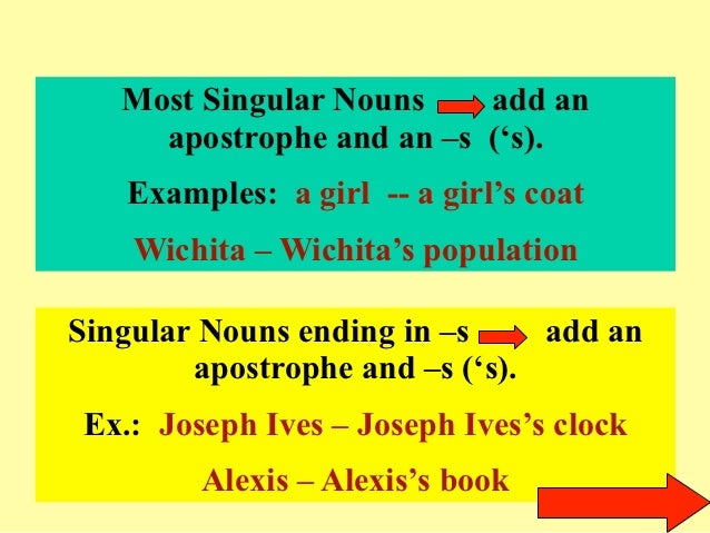 nouns form the possessive of most singular nouns by adding