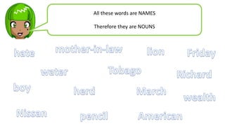 All these words are NAMES
Therefore they are NOUNS
 