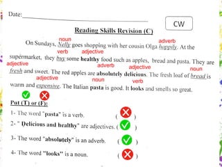 noun adverb
verb adjective
adjective
adjective
adverb
adjective
noun
noun verb
 