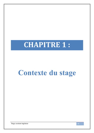 Stage assistant ingénieur 10
CHAPITRE 1 :
Contexte du stage
 