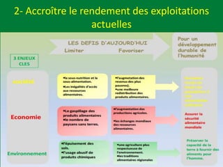 2- Accroître le rendement des exploitations
actuelles
22
 