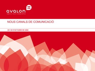 NOUS CANALS DE COMUNICACIÓ  29 I 30 D’OCTUBRE DE 2008 