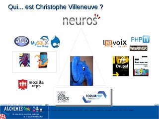 Qui... est Christophe Villeneuve ?Qui... est Christophe Villeneuve ?
<<
afup – lemug.fr – mysql – mariadb – drupal – demoscene – firefoxos – drupagora – phptour – forumphp – solutionlinux – demoinparis – ici et maintenant – eyrolles – editions eni – programmez – linux pratique – webriver – phptv – neuros - elephpant
 