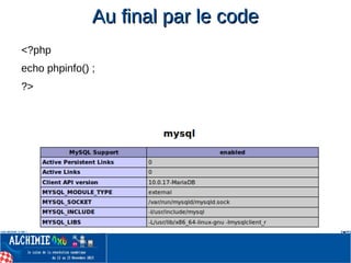 Au final par le codeAu final par le code
<?php
echo phpinfo() ;
?>
 