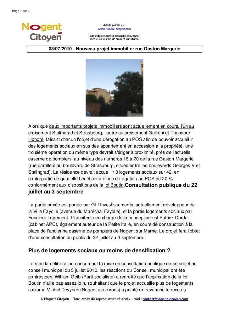 Nouveau projetimmobilierruegastonmargerie