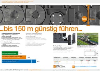 Erweiterung | Energieketten | Lange Verfahrwege | E2/000 Rollen e-kette®
Extension | Energy chains® | Long travels | E2/000 rol e-chain®

Neu

35 mm

...bis 150 m günstig führen...
	Economic, long travel up to 150 m
	Required drive power reduced by as much as
	 75 % while increasing the service life of the e-chain®
	Speeds up to 2 m/s
	Available in 10 widths
	Available as ready-to-install, harnessed system
	Construction kit with a host of accessories
	Cost-effective guidelite guide trough

Noch günstiger:

E2/000 rol e-chain® in einer guidelite Führungsrinne
in einer Bewässerungsanlage E2/000 rol e-chain® in
a guidelite guide trough of an irrigation plant

Als Baukastenlösung mit guidelite-Führungsrinne
150 m kostengünstig und schnell realisieren.

bi
Ba
Ba
Bi

Even more cost-effective:
Lange Verfahrwege (gleitend), Serie 3500 	
Travel lengths (gliding), Series 3500

Toolbox solution with guidelite-guiding trough for
cost effective and quick travels up to 150 m.
42
max.

150 m

Lange Verfahrwege mit Rollen e-kette®, Serie 3500R
Travel lengths with rol e-chain®, Series 3500R

250 m

Bestellnummer
Part Number

Innenhöhe
inner height

Außenhöhe
outer height

Innenbreite
inner width

Außenbreite
Biegeradius
outer width bending radius

Bi [mm]

Ba [mm]

R [mm]

2700R.Bi.R.0 Neu*

35

50

100

116

150

3500R.Bi.R.0

Lange Verfahrwege mit P4, Rollen e-kette® 					
800 m
Travel lengths with P4, rol e-chain®

64
ha

	Wirtschaftliche, lange Verfahrwege bis 150 m
	Benötigte Antriebsleistung bis zu 75 % reduziert 	
	 und die Lebensdauer der e-kette® erhöht
	Geschwindigkeit bis 2 m/s
	In 10 Breiten verfügbar
	Als einbaufertiges, konfektioniertes System
	lieferbar
	Baukasten mit vielen Zubehörteilen
	Kostengünstige guidelite Frührungsrinne

Implement long travels energyefficiently and cost-effectively:
E2/000 rol e-chain®

hi
45

Energieeffizient und kostengünstig
lange Verfahrwege realisieren:
E2/000 rol e-chain®

45

64

100

120

150

Lieferbar Available

ab Lager *ab Juni
from stock *from juni
50

igus® News 2013...3D-CAD, Konfiguratoren und mehr: www.igus.de/eketten-news...

www.igus.de/de/E200R | www.igus.eu/eu/E200R

igus® News 2013... 3D-CAD, configurators and more: www.igus.eu/echain-news...

51

 