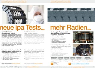 Erweiterung | Energieketten | Reinraum | E6.1 | E2/000 | E4.1
Extension | energy chains® | Clean-room | E6.1 | E2/000 | E4.1

Erweiterung | Energieketten | Reinraum | E6.80L
Extension | Energy chains® | Clean-room | E6.80L

neue ipa Tests... mehr Radien...
igus® für Reinräume Eignung der igus® e-ketten®

igus® for cleanrooms
- igus® e-chain® suitability

Durch Einsatz eines Sonderwerkstoffes kann der
ohnehin schon geringe Abrieb der e-kette® nochmals erheblich reduziert werden. In vielen Anwendungen, in denen umständliche Sonderlösungen
vorliegen, kann hiermit auch eine e-kette® zum
Einsatz kommen. Für viele Anwendungen sind die
e-ketten® in Sonderwerkstoff praktisch abriebfrei
zu betreiben. Tests des IPA bestätigen, dass die
Standard-e-ketten® von igus® den Anforderungen
in Reinräumen genügen und sind als „geprüft und
für sehr gut befunden“ worden.

The already low abrasion of the e-chain® is yet again
significantly reduced by employing a special material. This facilitates the use of an e-chain® in many applications that have until now required cumbersome
custom solutions. e-chains® made of special material can be operated practically free of abrasion. IPA
testing has confirmed that standard e-chains® by
igus® meet cleanroom requirements, and have been
rated as ”tested and rated as very good“.

Neue Tests des Fraunhofer-Instituts IPA
ergaben für die igus®-Serien E2/000, E6.1
und E4.1 folgende Ergebnisse

The testing by Fraunhofer Institute IPA
generated the following results for igus®
Series E2/000, E6.1 and E4.1

	Die 1500.050.038.0.CR erreicht eine Klasse 3
	 nach DIN EN ISO 14644-1
	Die E4.32.10.063.0.CR erreicht eine Klasse 2
	 nach DIN EN ISO 14644-1
	Die E61.29.50.075.0 erreicht eine Klasse 3
	 nach DIN EN ISO 14644-1

Erweiterung der Programmvielfalt neue Biegeradien für die reinraumtauglichen, leisen, E6 e-ketten®
	Mit 80 mm Innenhöhe.
	Sehr leiser Lauf, ab 46 dB(A)
	Geeignet für Reinraumanwendungen
Leichtes Gewicht für hohe Dynamik
Sehr vibrationsarm
	Programm mit 6 Größen in 8 Varianten
	Umfangreiches Zubehörprogramm

Extension of product range - new radii
for the cost-efficient, swivel open, small
e-chains®: E2 micro

	1500.050.038.0.CR attains Class 3 per DIN EN 	
	 ISO 14644-1
	E4.32.10.063.0.CR attains Class 3 per DIN EN 	
	 ISO 14644-1
	E61.29.50.075.0 attains Class 3 per DIN EN ISO 	
	14644-1

	With 80 mm inner heigth
	Very low noise, from 46 dB(A)
	Low weight, cost effective
	Dirt-proof outer contour
	Mounting bracket with integrated strain relief
	One-piece design of the chain links
	Extensive line of accessories

Bestellnummer Innenhöhe
Part Number
inner height

Innenbreite
inner width

Außenhöhe
outer height

Außenbreite
outer width

hi [mm]

Bi [mm]

ha [mm]

Ba [mm]

R [mm]

80

87-550

108

101-564

100 | 150 | 175 | 200 | 250 | 300

E6.80L

Biegeradius
bending radius

Lieferbar Available

Weitere Reinraumprodukte: www.igus.de/de/clean

60

Other cleanroom products: www.igus.eu/en/clean

igus® News 2013...3D-CAD, Konfiguratoren und mehr: www.igus.de/eketten-news...

ab Lager
from stock

www.igus.de/E6.80L | www.igus.eu/E6.80L

igus® News 2013... 3D-CAD, configurators and more: www.igus.eu/echain-news...

61

 