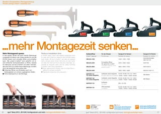 Bewährt | Energieketten | Montagewerkzeug
Proved | energy chains® | assembly tool

...mehr Montagezeit senken...
Mehr Montagezeit sparen

In den letzten Jahren hat igus® bereits Werkzeuge
vorgestellt mit denen man unsere großen E4 und die
E2/000 Serien noch schneller öffnen und schließen
kann. Alle unsere e-ketten® sind weiterhin mit einem einfachen Schraubenzieher zu öffnen. Gerade
für Vielnutzer und bei e-ketten® mit vielen Trennstegen sind nicht nur unsere neuen Werkzeuge, sondern
auch die bewährten eine große Hilfe.
	Einfaches Öffnen und Schließen auch von
	 Kettengliedern an schwer zugänglichen Stellen
Hohe Zeitersparnis in der Montage

Reduce installation time

In recent years, igus® has already presented tools
to open and close our large E4 and E2/000 series
even faster. All our e-chains® can also be opened
with a simple screw driver. Not only our new tools,
but also the tried and true ones are a big help, especially for frequent users and for cases involving
e-chains® with many separators.
	Easy opening and closing, even on chain links in 	
	 difficult to access locations
	Significant assembly time reduction

Kettenöffner
chain® opener

für den Einsatz

Geeignet für Serie(n)

Geeignet für Breiten

For the use

Suitable for series

Suitable for widths

1400 / 1450 / 1500

020/038/050/068/
080/100/125

2400 / 2450 / 2500

05/07/09

2600 / 2650 / 2700

06/07/09/10

3400 / 3450 / 3500

050/075/100/115

908.254.1400
908.254.2400
908.254.2600

Komplettes Öffnen
der gesamten e-kette®
Complete opening of the
entire e-chain®

908.254.3400
MAT0051121
Für obere Stegreihe

Aufhebeln obere Stegreihe E4.56 / E4.80 / E4.112 / 1640 /
Pry open upper row of crossbars 14040 / 14550 / 15050 / E6.80

Alle Breiten

MAT0051122
Für untere Stegreihe

Aufhebeln untere Stegreihe E4.56 / E4.80 / E4.112 / 1640 /
Pry open lower row of crossbars14040 / 14550 / 15050 / E6.80

Alle Breiten

MAT0051123

Aufhebeln
Pry open

800 / E4.162

-

MAT0051124

Öffnungsstege
Crossbars

E4.56 / E4.80 / E4.112 / 1640 /
14040 / 14550 / 15050 / E6.80

-

Lieferbar Available

66

igus® News 2013...3D-CAD, Konfiguratoren und mehr: www.igus.de/eketten-news...

Film Movie

ab Lager
from stock

www.igus.de/zeitsparen
www.igus.eu/savetime

www.igus.de/E2oeffner
www.igus.de/E2opener

igus® News 2013... 3D-CAD, configurators and more: www.igus.eu/echain-news...

67

 