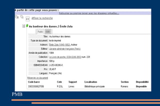 … et remèdes “ The future will require the kind of catalog that is  one link in a chain of services  enabling users to find, select, and obtain the information objects they want. One requirement of this future catalog is thus  to ingest and disperse data  from and to many systems inside and outside the library. It would be helpful to  reconsider  what needs to be part of catalog data —and where catalog data needs to be presen t  to facilitate the user’s process of discovering, requesting, and getting the information they need.”  (Calhoun, 2006, conclusion d’un rapport commandé par la  Library of Congress  ). 
