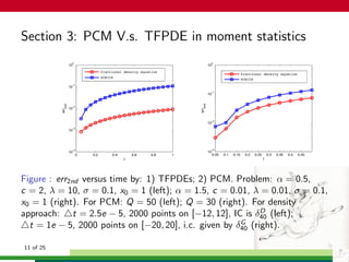 Section 3: PCM V.s. TFPDE in moment statistics
0 0.2 0.4 0.6 0.8 1
10
4
10
3
10
2
10
1
10
0
t
err2nd
fractional density eq...