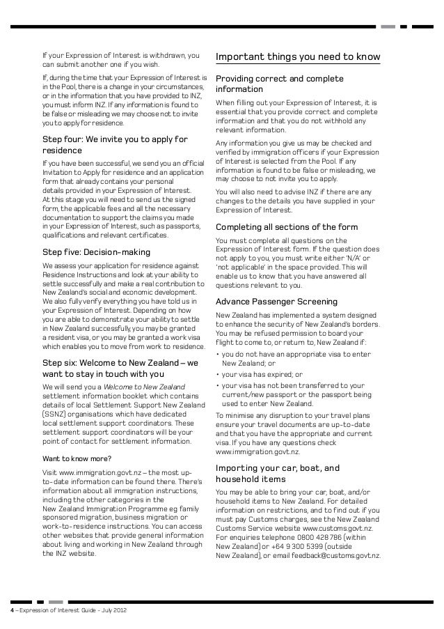 Expression Of Interest New Zeland