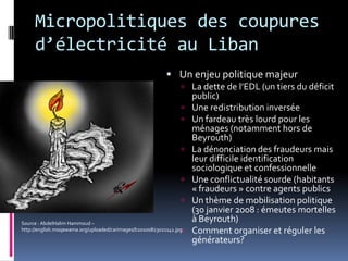 Micropolitiques des coupures
     d’électricité au Liban
                                                            Un e...