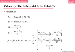 Autonomous Mobile Robots, Chapter 5
© R. Siegwart, I. Nourbakhsh
Odometry: The Differential Drive Robot (2)
• Kinematics
5.2.4
 