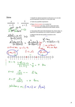 Solve

     x                               1
                        >
   x ­ 3                         x + 2




   ­10   ­9   ­8   ­7   ­6   ­5 ­4   ­3   ­2   ­1   0   1   2   3   4   5   6   7   8   9   10




                                                                                                 7
 