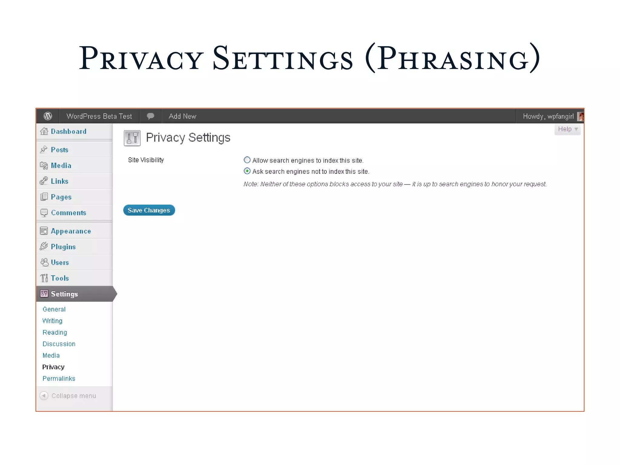 Privacy Settings (Phrasing)