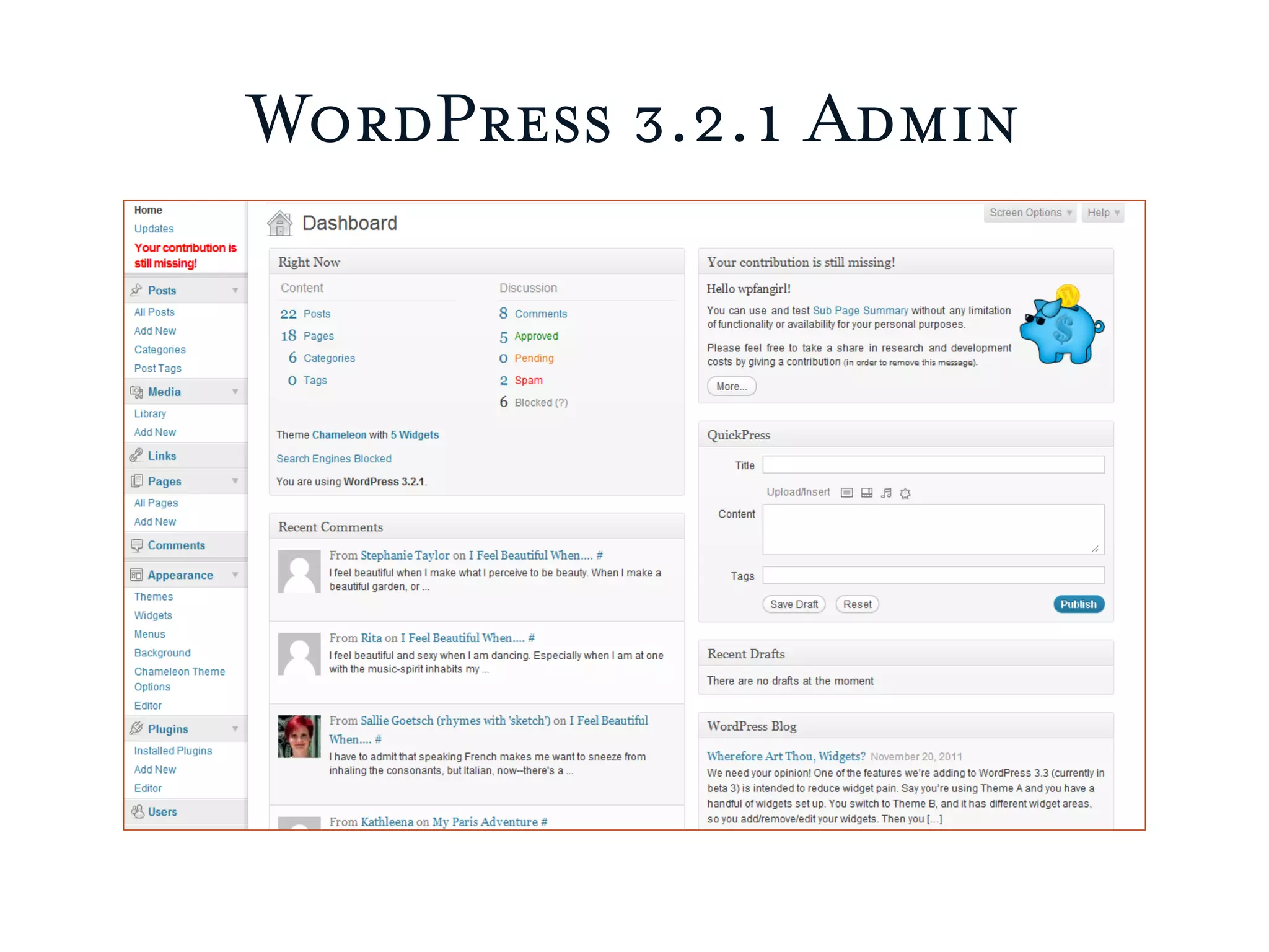WordPress 3.2.1 Admin