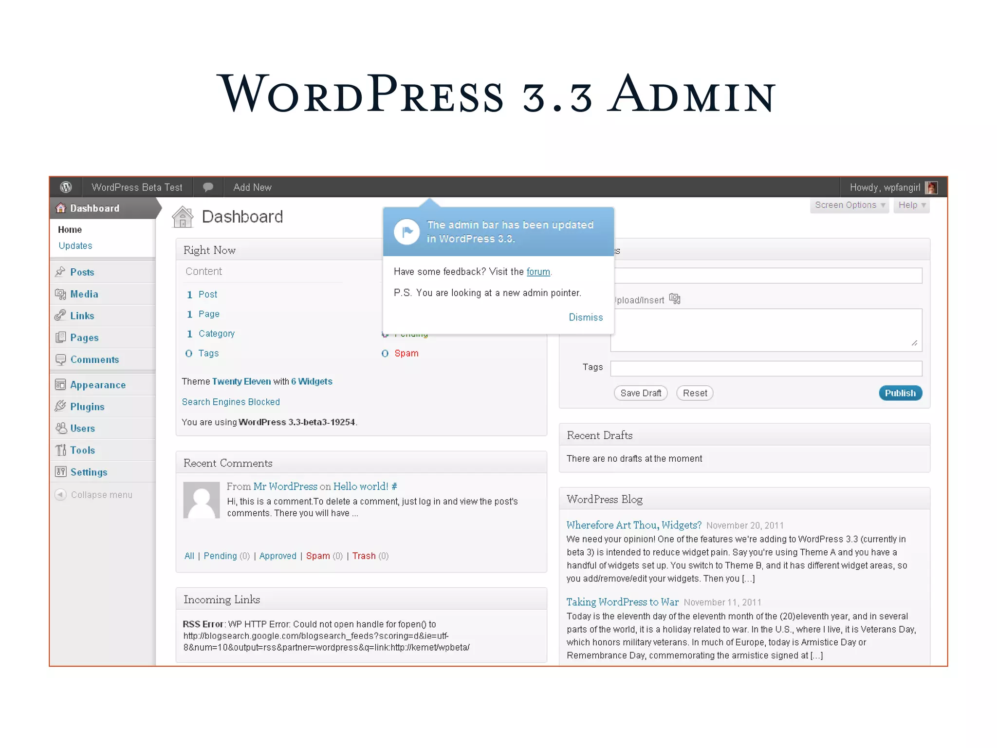 WordPress 3.3 Admin