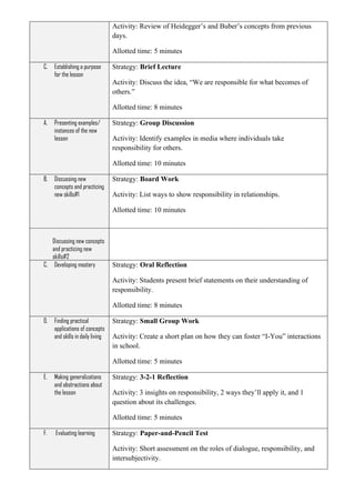 Generalization Activity In Lesson Plan DAILY LESSON PLAN - Introduction to the Philosophy of the Human Person ...