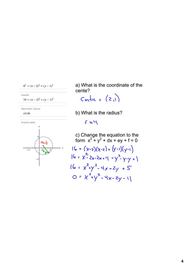 Nov. 3 Coordinate Equation Of A Circle | PDF