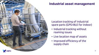 Location tracking of industrial
spare parts (GPS+BLE for indoor)
• Industrial tracking without
roaming issues
• Live location map of assets
• Improved efficiency of the
supply chain
29
Industrial asset management
 