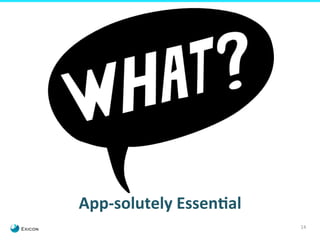 14 
App-­‐solutely 
Essen.al 
 