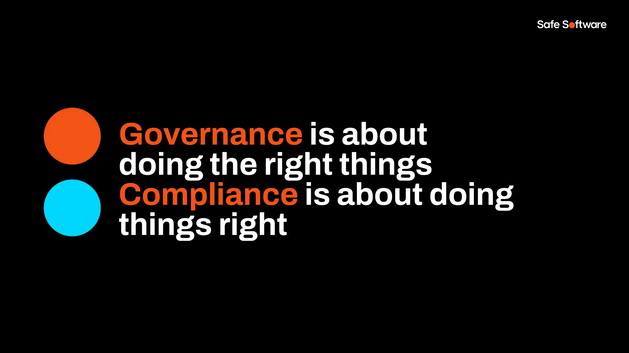 Governance is about
doing the right things
Compliance is about doing
things right
 