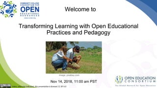 Transforming Learning with Open Educational
Practices and Pedagogy
Nov 14, 2018, 11:00 am PST
Welcome to
image: pixabay.com
 